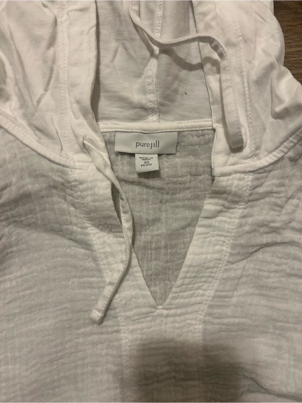 pure jill White Long-Sleeve Hooded Tunic Tee